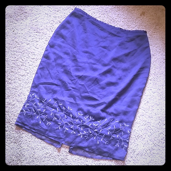 Beaded Iridescent Blue/Purple Skirt w/ Embroidery - Picture 1 of 5